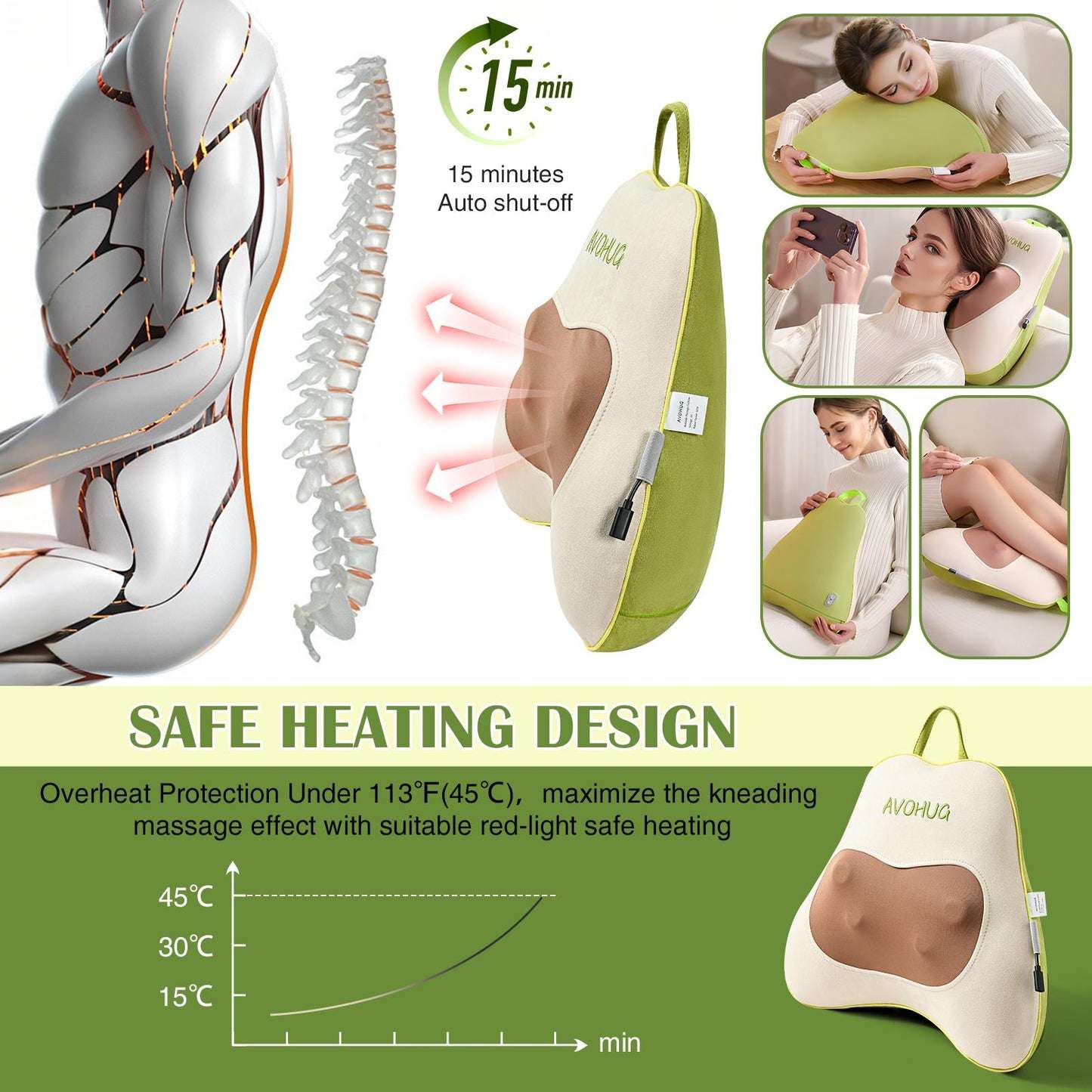 Avocado Back Massager Pillow